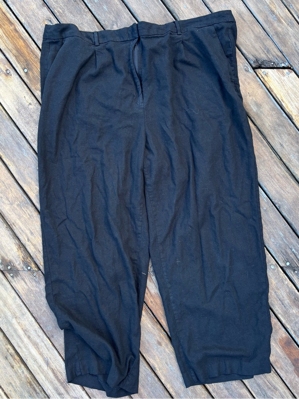Old Navy Women’s Extra High-Rise Taylor Wide Leg Trouser 3X Black Linen Blend